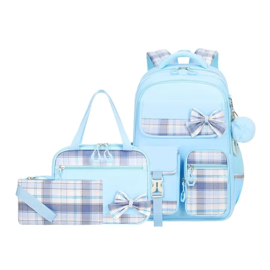 

Backpack for Girls Cute Plaid Large Capacity Waterproof Bookbag for Students Teens Preppy Aesthetic Bow Elementary Primary Midd
