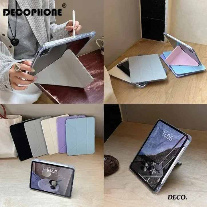 Pink Stars Cute Fish Plate 3+Y-fold Tablet Case For Samsung Galaxy Tab A8/A9/A11+FE LITE PLUS/Tab S6 Lite/S7/S8/S9/S10+ FE 5