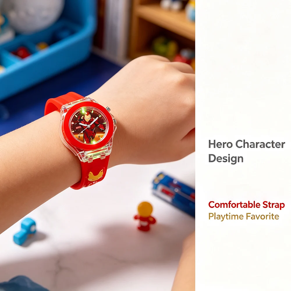 Fashion 3D Spiderman Children's Watches for Boy Flash Light Cartoon Figure Doll Kids Quartz Clock School Student Birthday Gifts view 3