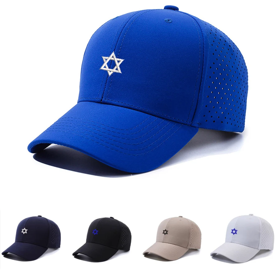 Embroidery Star Of David Men Baseball Cap Adjustable Quick Dry visors Versatile Fashion Snapback Caps Women trucker cap