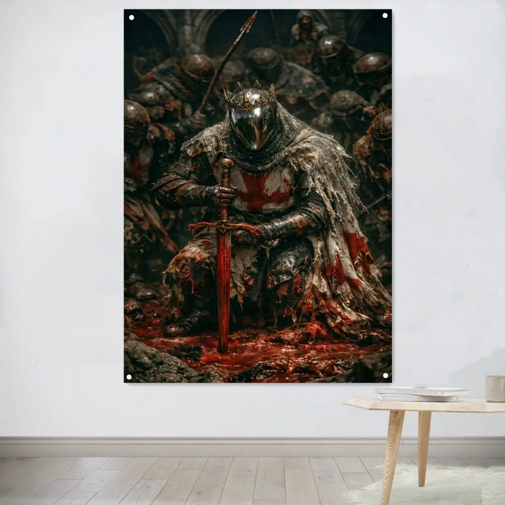 Ancient Combat Legion Wall Art Posters Wall Hanging Military Art Knights Templar Armor Banners Flag Canvas Painting Tapestry 8