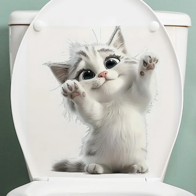 

MT1444# Animated Kitten Car Stickers Toilet Wall Stickers Art Wall for Home, Cabinet, Door,Toilet,Decoration, Vinyl Car Decals