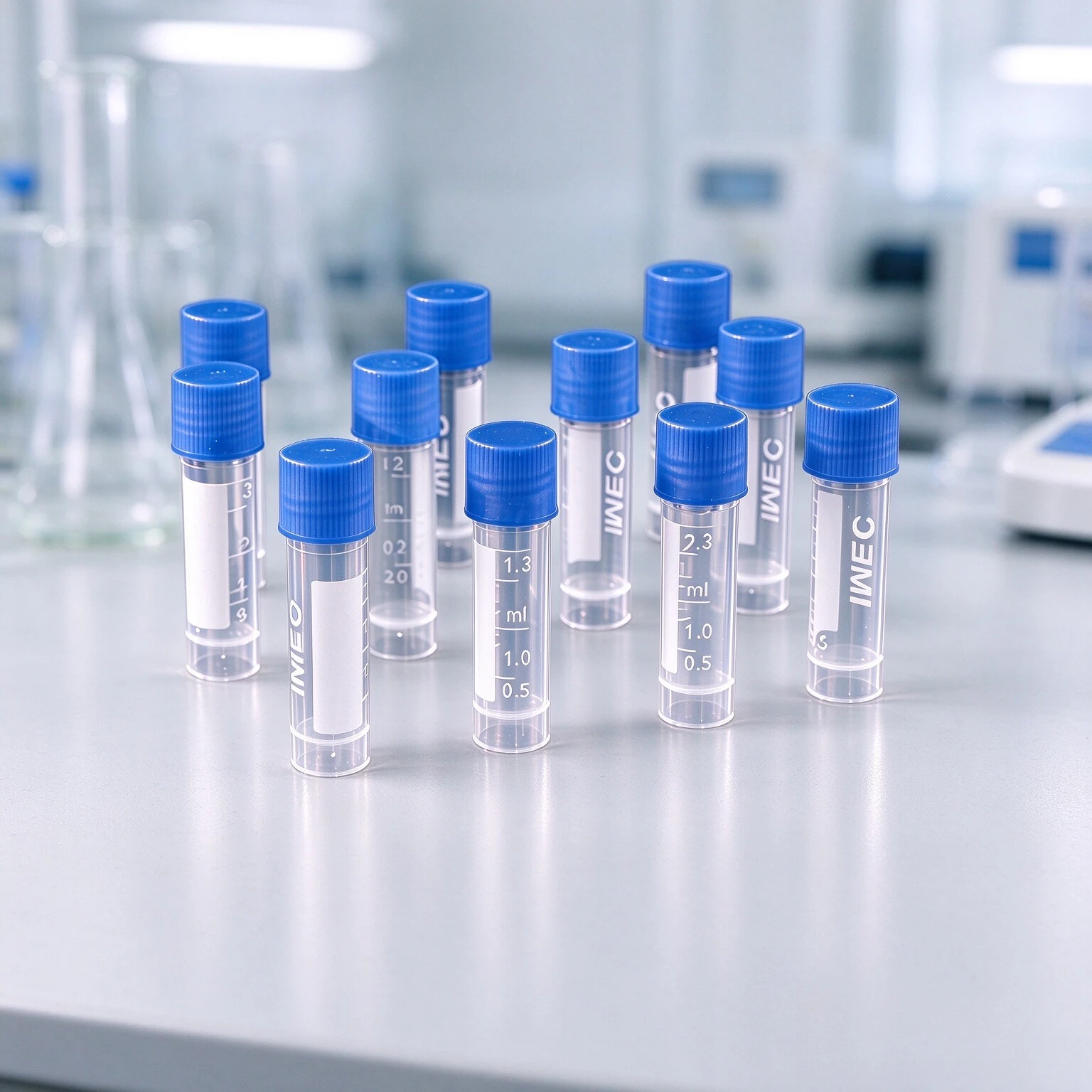 50/100pcs Plastic Test Tubes Vials Cryovial Sample Container 1.8ml Freezing Tubes Graduated Lab Cold Storage Tubes & Screw Cap