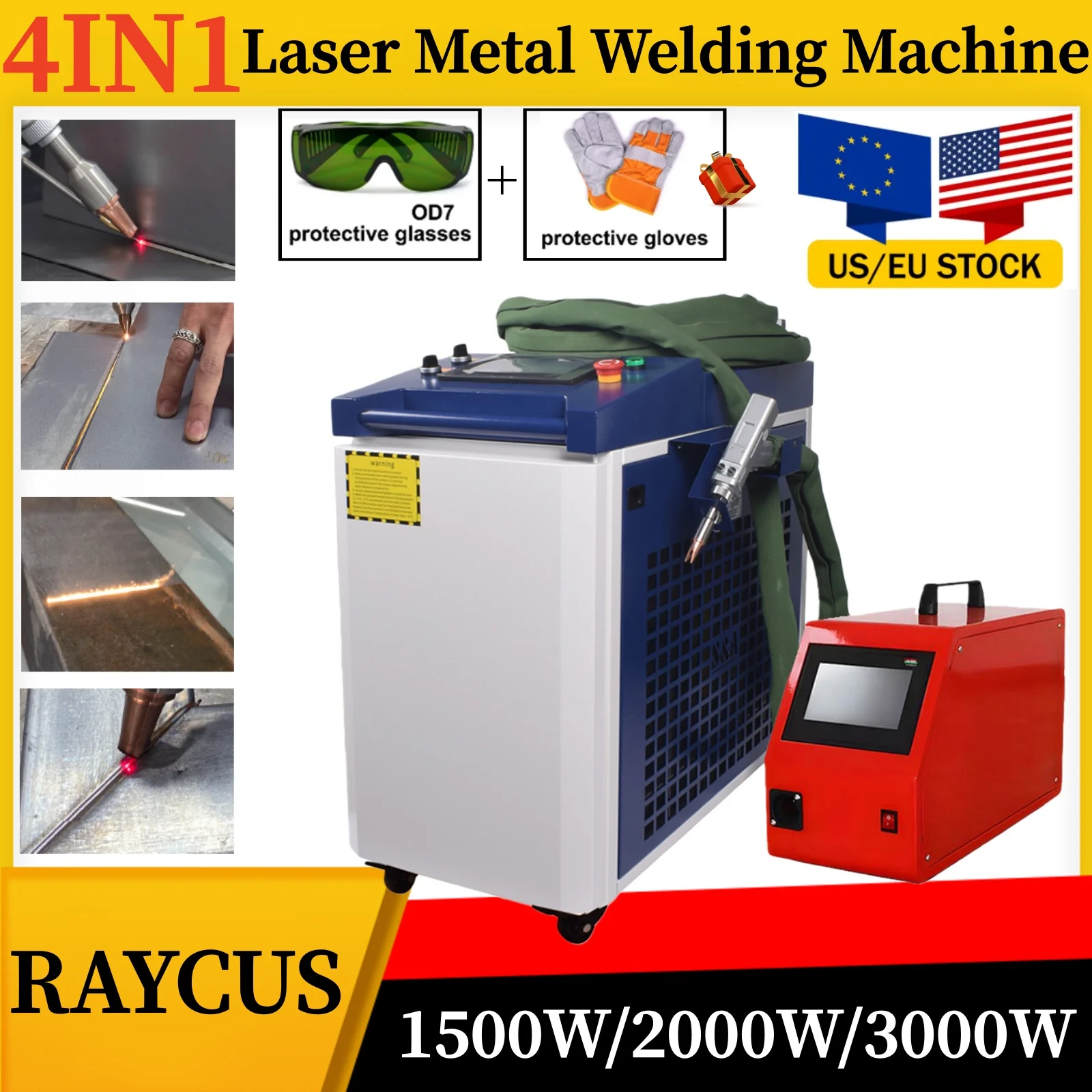 RAYCUS Screen Touch 1500W/2000W/3000W 4in1 Handheld SUP 23T Gun Head Factory 10M Fiber Cable Metal Cutting Clean Laser Welder