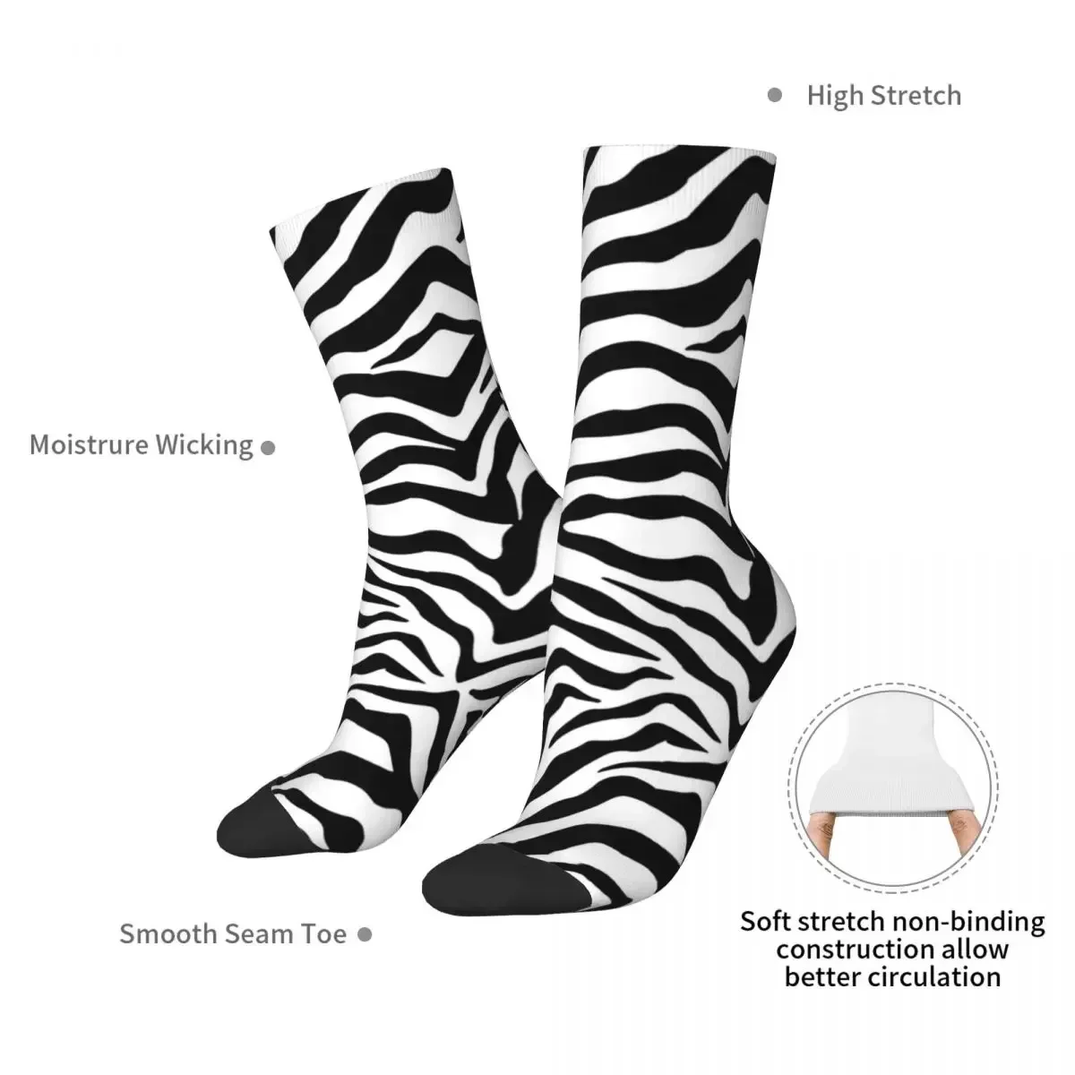 Zebra Print Socks Harajuku High Quality Stockings All Season Long Socks Accessories for Unisex Gifts