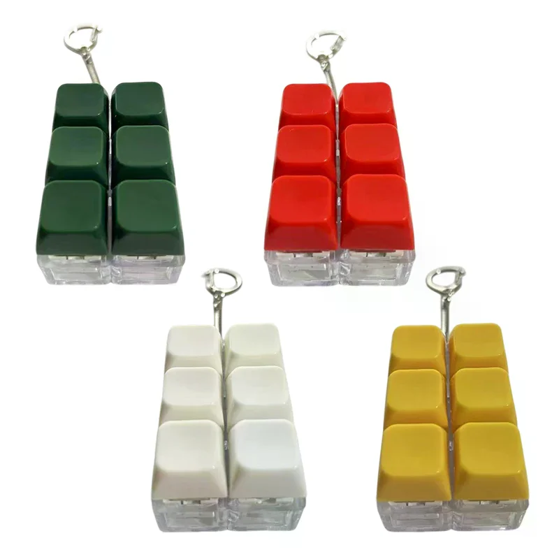 6Keys Finger Button Anti-stress Toys Keychain Mechanical Keyboard Axis Tester Keycaps With LED Lights Finger Keyboard Caps Toy