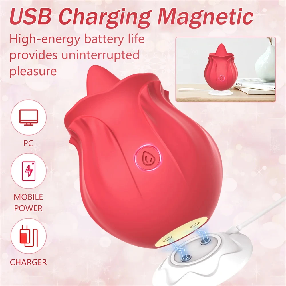 Rose Toy Tongue Licking Vibrator for Women Oral Clit Stimulator Female G Spot Vibrating Masturbation Massager Sex Toys for Adult - Image 5