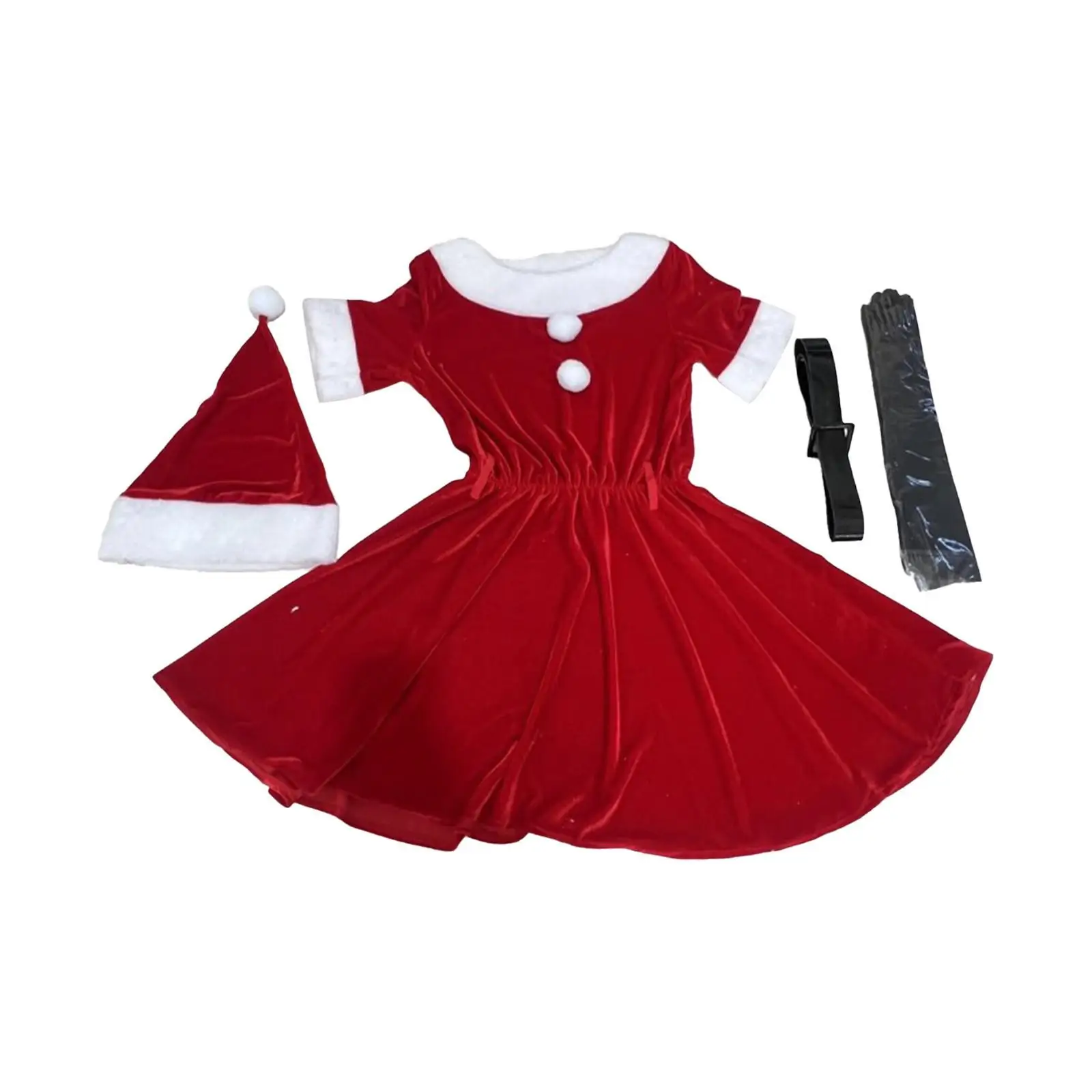 Womens Santa Claus Costume Dress Fashion Xmas Outfit for Festival Photo Props