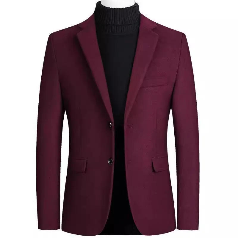 

Light Luxury Business Casual Men's Single Western Coat Woolen Top Solid Color Slim-Fitting Men's Clothing Suit Jacket