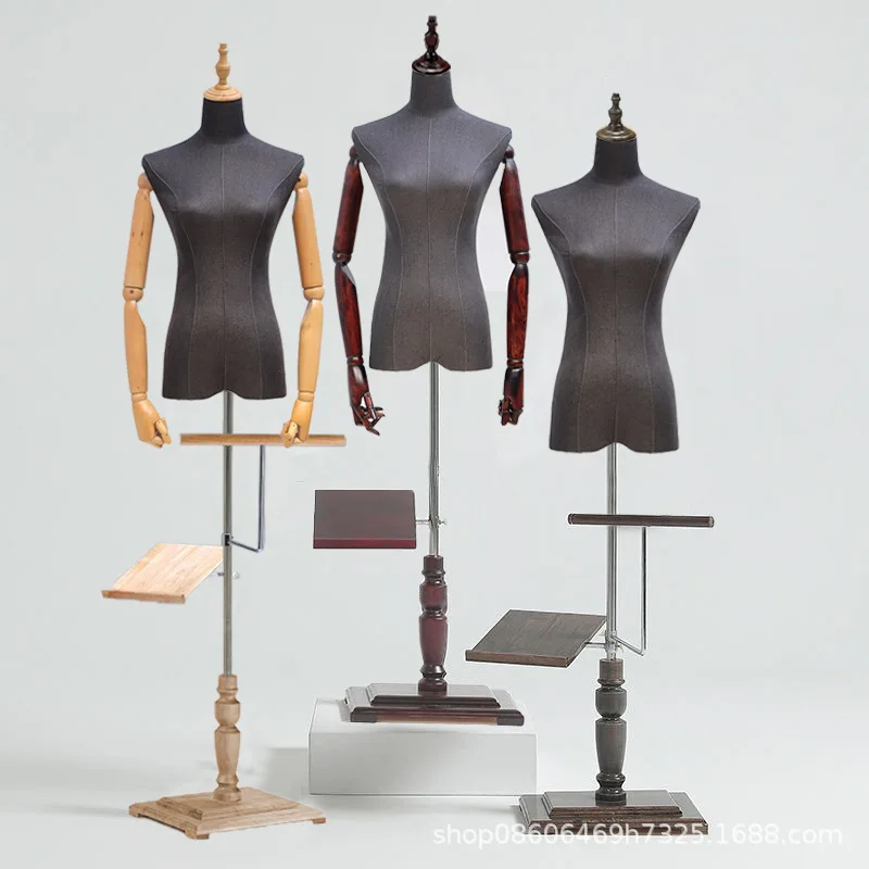 Women's clothing model shelf display clothing store black female model props half-body suit model platform