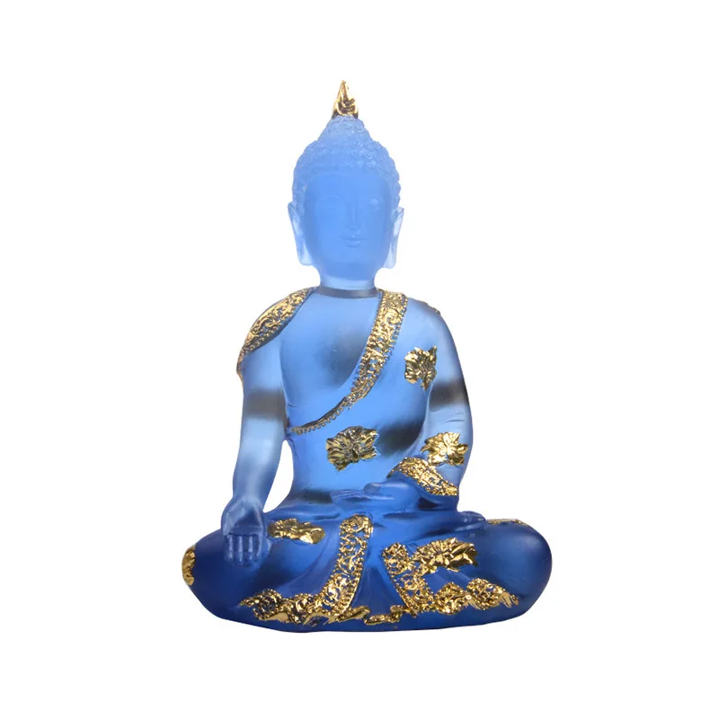 

Transparent Sitting Buddha Statue Gesture Thai Buddha Resin Figurine Sculpture Home Office Decoration Ornament