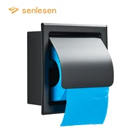 Soporte de papel higiénico para baño, caja de papel en rollo impermeable de acero inoxidable 304, soporte de caja de pañuelos negro, accesorios de Hardware para baño
