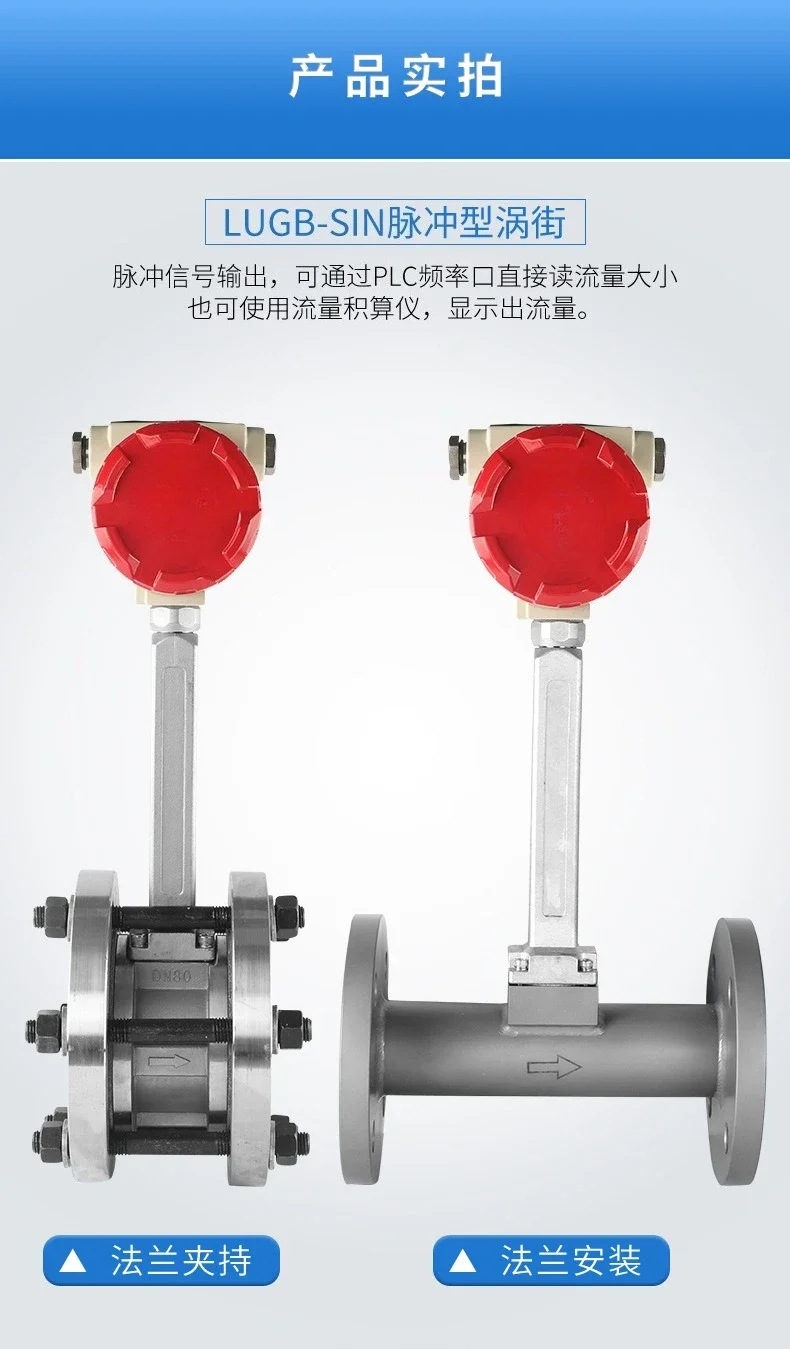 OEMIntelligent vortex flowmeter Steam flowmeter Water gas meter Nitrogen dosage Compressed air DN80