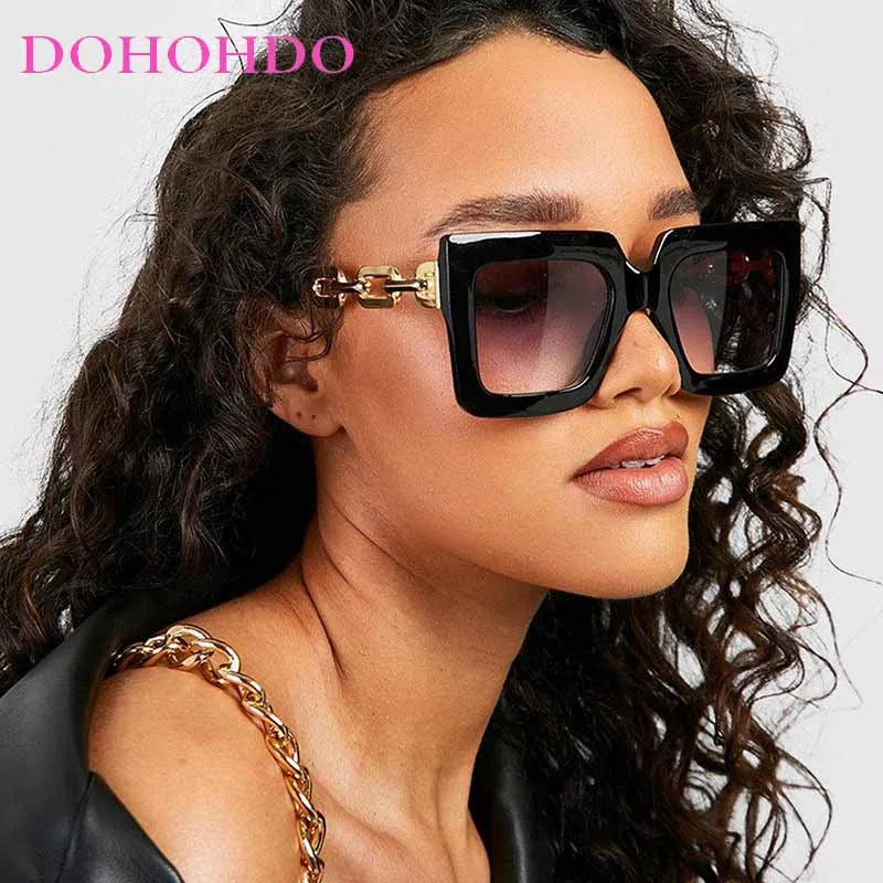 

DOHOHDO Fashion Big Frame Sunglasses Vintage Square Glasses Outdoor Tours For Women UV Protection UV400 Sunglasses Oculos De Sol