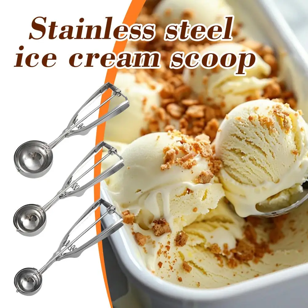 

Stainless Steel Ice Cream Scoop Spring Handle Mash Accessories Gadgets Potato Mold Scoop Ball Watermelon Ice Home Cream Kit H9a0