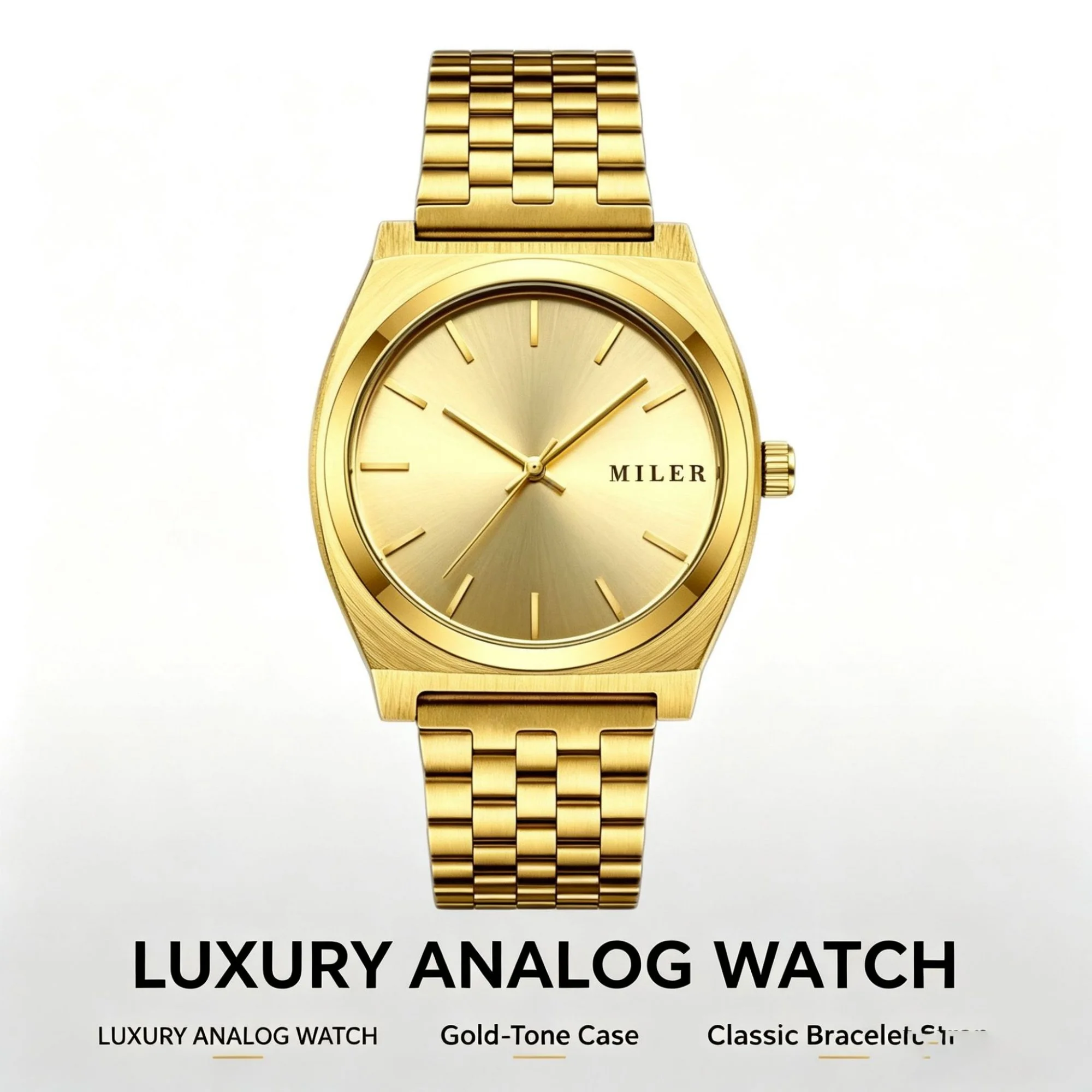 Vintage Watch Collecting - นาฬิกาข้อมือผู้ชาย สายทอง ควอตซ์ หน้าปัดทรงกลม เรียบหรู ดูดีมีระดับ