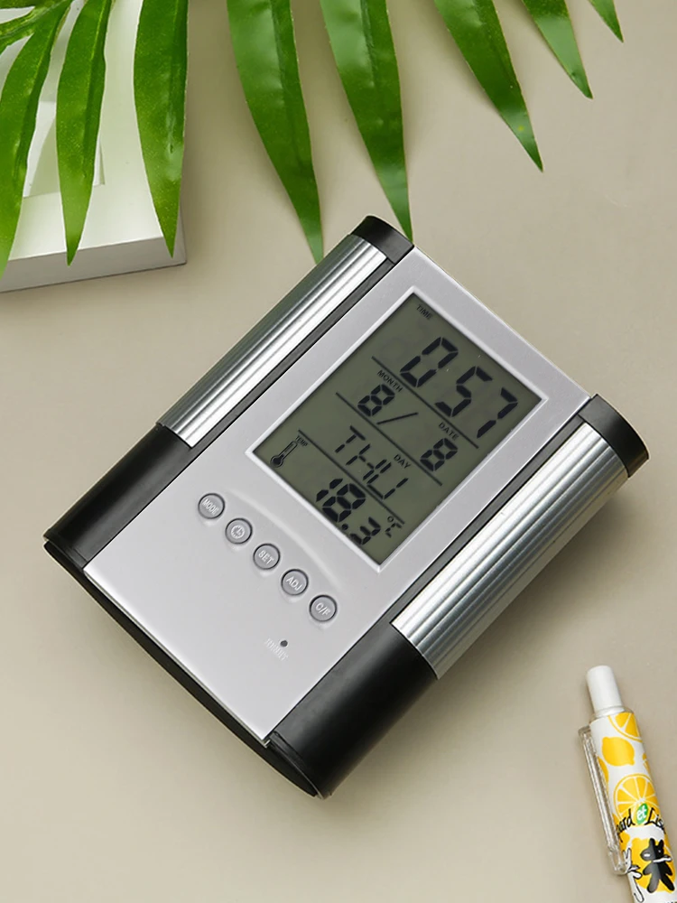 Perpetual Calendar Pen Holder Anti Slip Base Date Time Display Temperature Detection Desktop Storage Decorative Clock Pen Holder