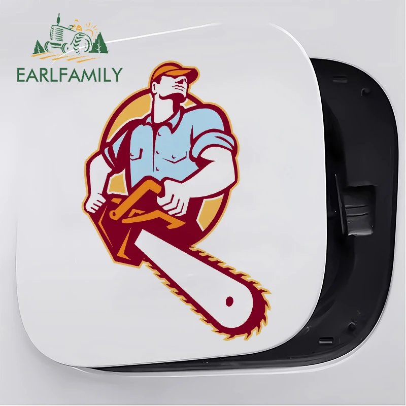 EARLFAMILY 13cm for Lumberjack Tree Surgeon Arborist Chainsaw Graffiti Car Stickers Personality ATV Sticker Sunscreen Decal