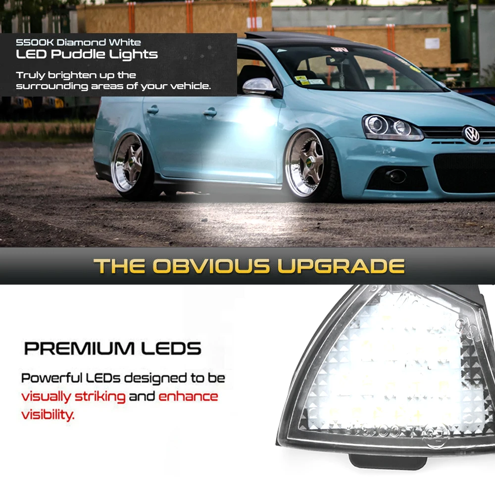 2Pcs Canbus Led Under Side Mirror Puddle Light Module For VW Golf 5 GTI MK5 MKV Passat B6 CC Eos Golf 5 6 Variant Sharan MK2 7N