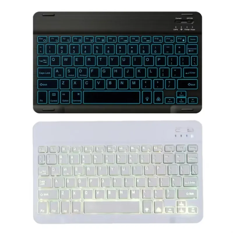 78 Keys 10 Inch RGB Colorful Backlit BT Keyboard for Mobile Phone / Tablet