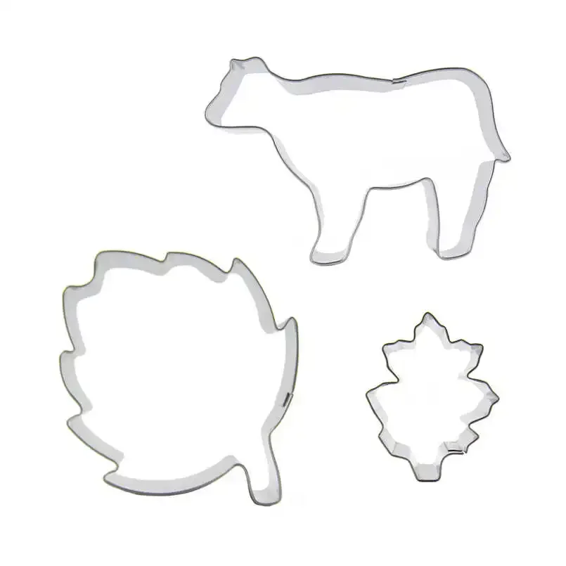 3 pcs Yak Leaf Small Leaf Stainless steel Cookie cutter biscuit embossing machine Pastry soft sweets mould Cake decorating tools