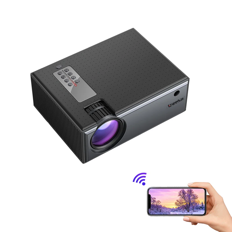 CHEERLUX C8WIFI wireless mini projector with 2200 Lumens for home theater support 1080p video av proyector