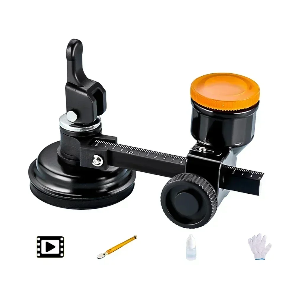 Cortador de círculo de vidro ajustável, cortador de ventosa com alça redonda, ferramenta de corte redondo