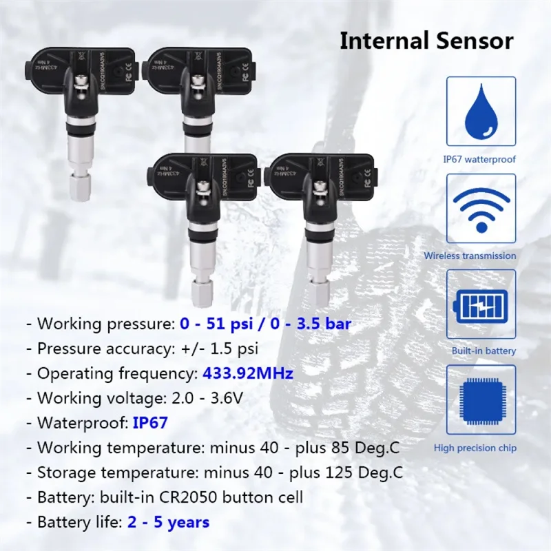 USB Android TPMS Tire Pressure Monitoring System Display Alarm System Internal External 4 Sensors For Car Navigation Radio