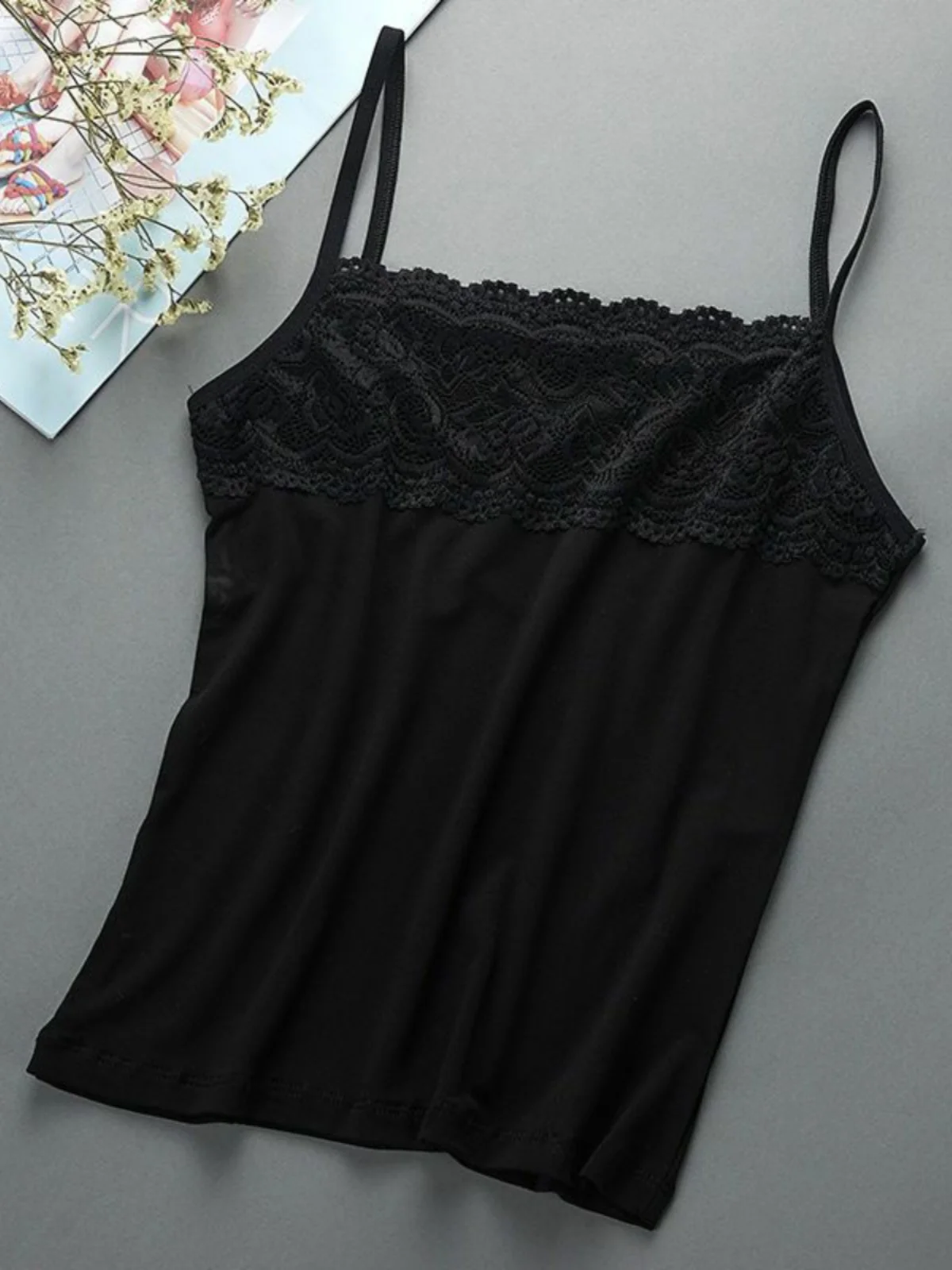 Camiseta sin Mangas de Algodón para Mujer, Talla Grande, Ajustada, con Encaje, para Primavera y Verano, Color Blanco