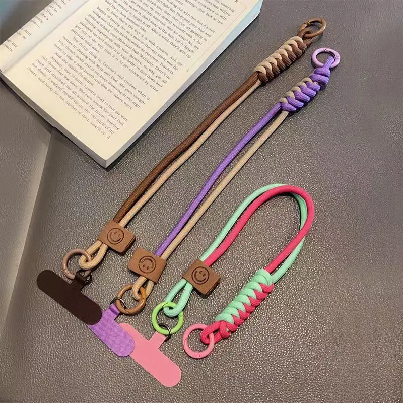Collision Color Woven Phone Case Keychains Universal Hanging Rope Short Handheld Pendant Keyrings Anti Fall Versatile Wristband