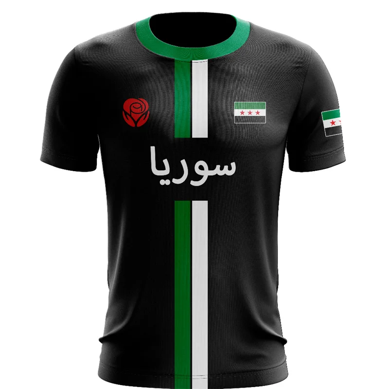 Syrien Fußball Jersey T Hemd Männer Outdoor Sport T-shirt 3d Gedruckt Syrische Flagge Kurzarm Übergroßen Tops Casual T-shirts