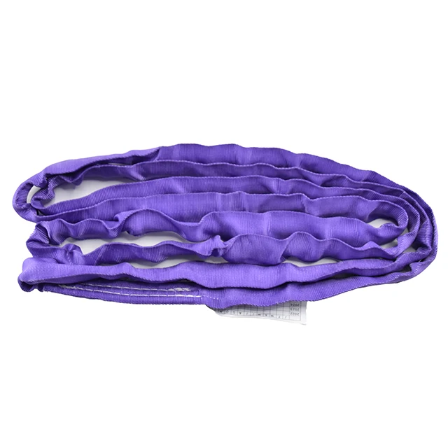 1t 2600lbs Purple Double Layer Soft Eslinga Lifting Webbing Textile Polyester Round Sling