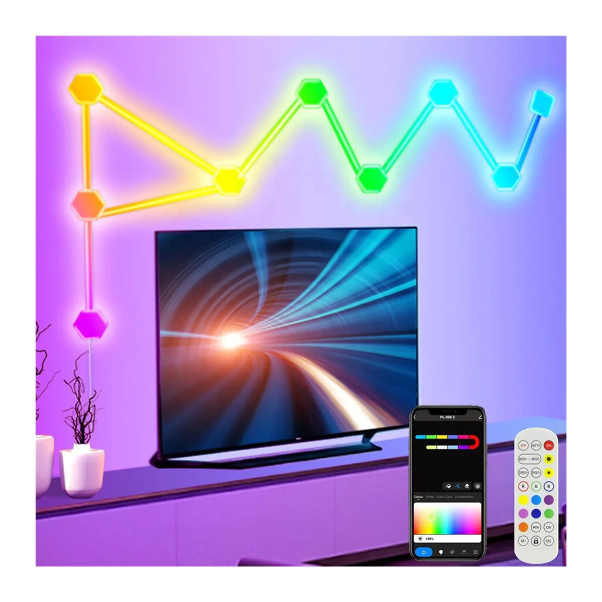 

APP Control Smart RGB Wall Lights Compatible with Alexa and Google Assistant /Smart Life Voice Control DIY Multicolor Wall Lamp