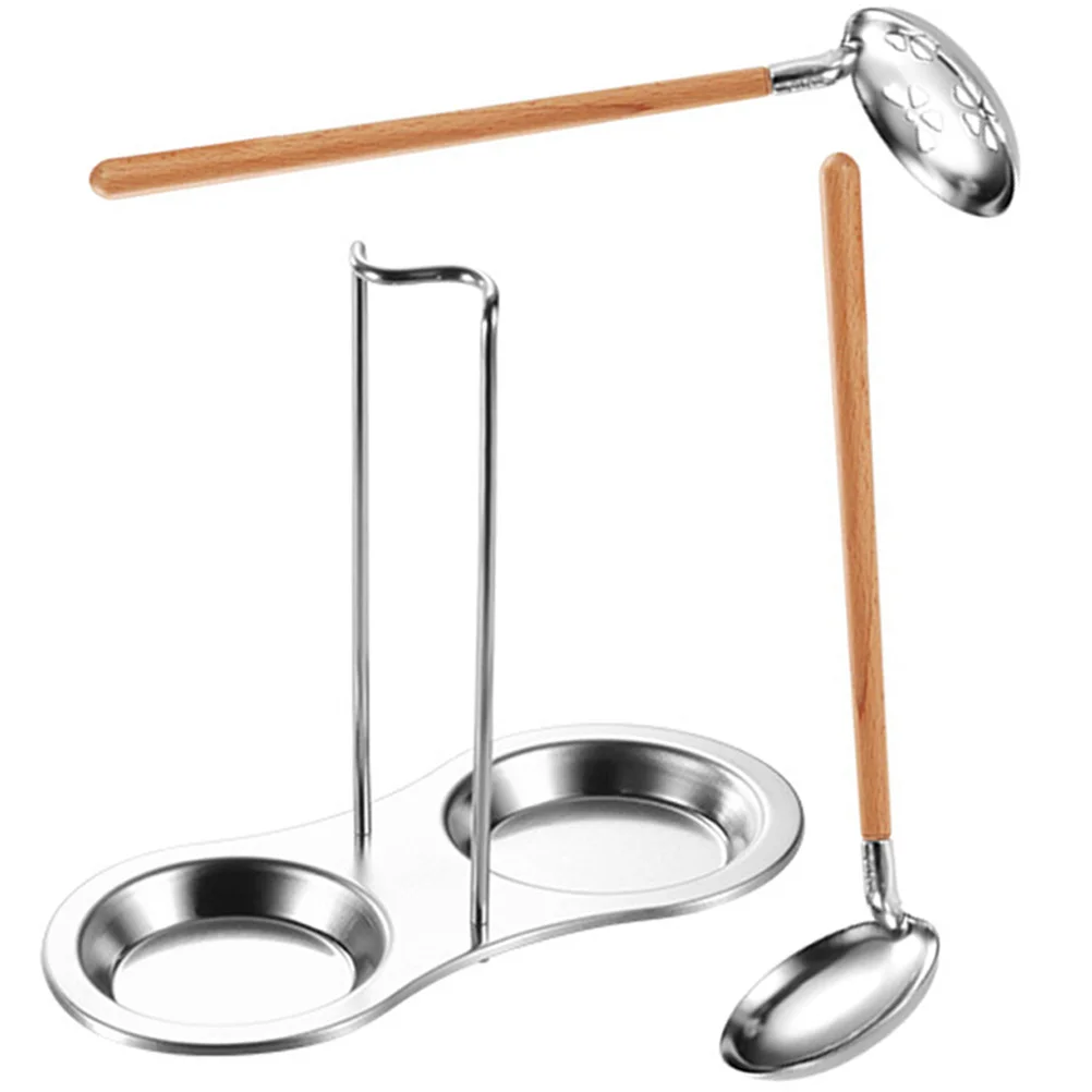 

1Set Golden Soup Spoons Slotted Spoon Holder Stainless Steel Kitchen Essentials Elegant Dining Decorative Utensils