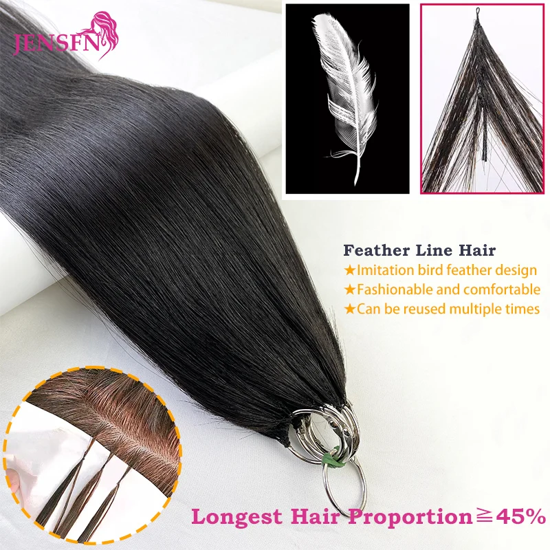 

JENSFN High Quality Straight Micro feather new hair extensions real Human Hair Straight Hand knitting 0.8g/Strand Hair salon