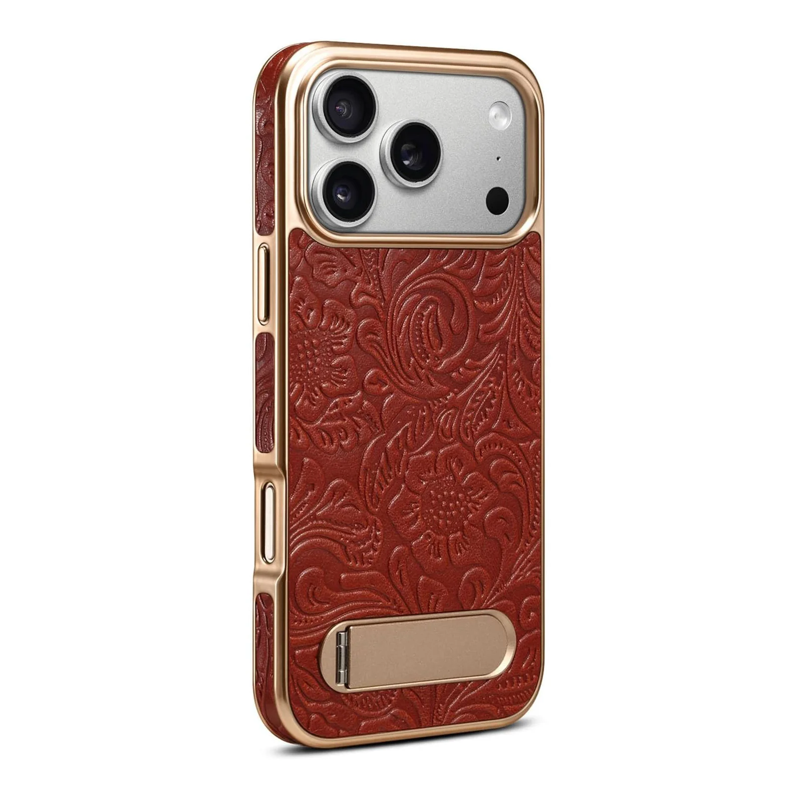 

Для iPhone 17 Pro Max/17 Pro/17 Air/17 чехол из натуральной кожи с магнитной подставкой и тисненой текстурой противоударный чехол