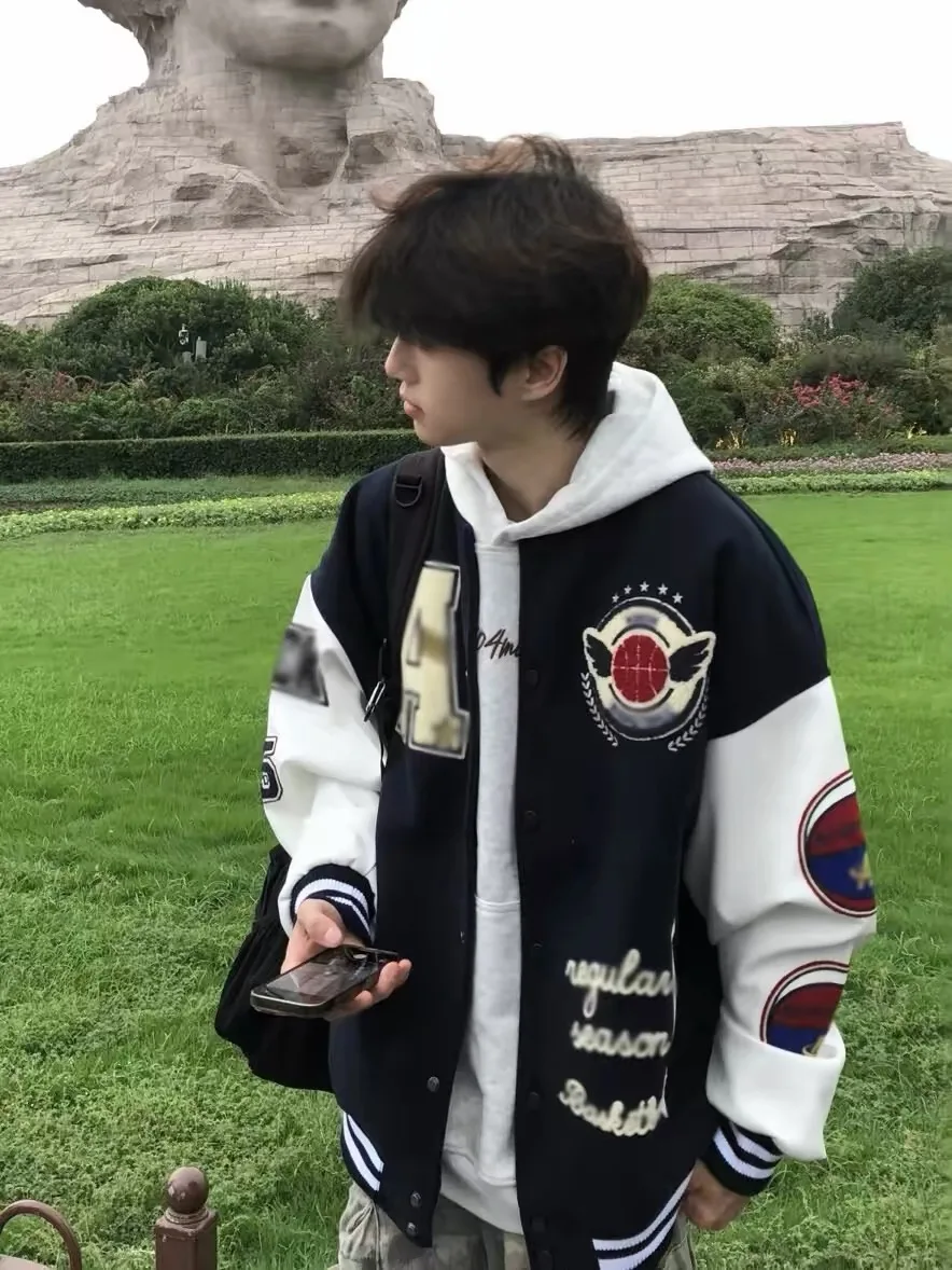 

Утепленная бейсбольная куртка унисекс с контрастной вышивкой букв, осенне-зимняя, уличный стиль, универсальная