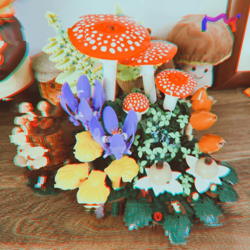 2026 Popular Hot Toys 806pcs Botanical Collection Woodland Mushrooms Building Block Puzzle Model Toy For Birthday Ornament Gifts