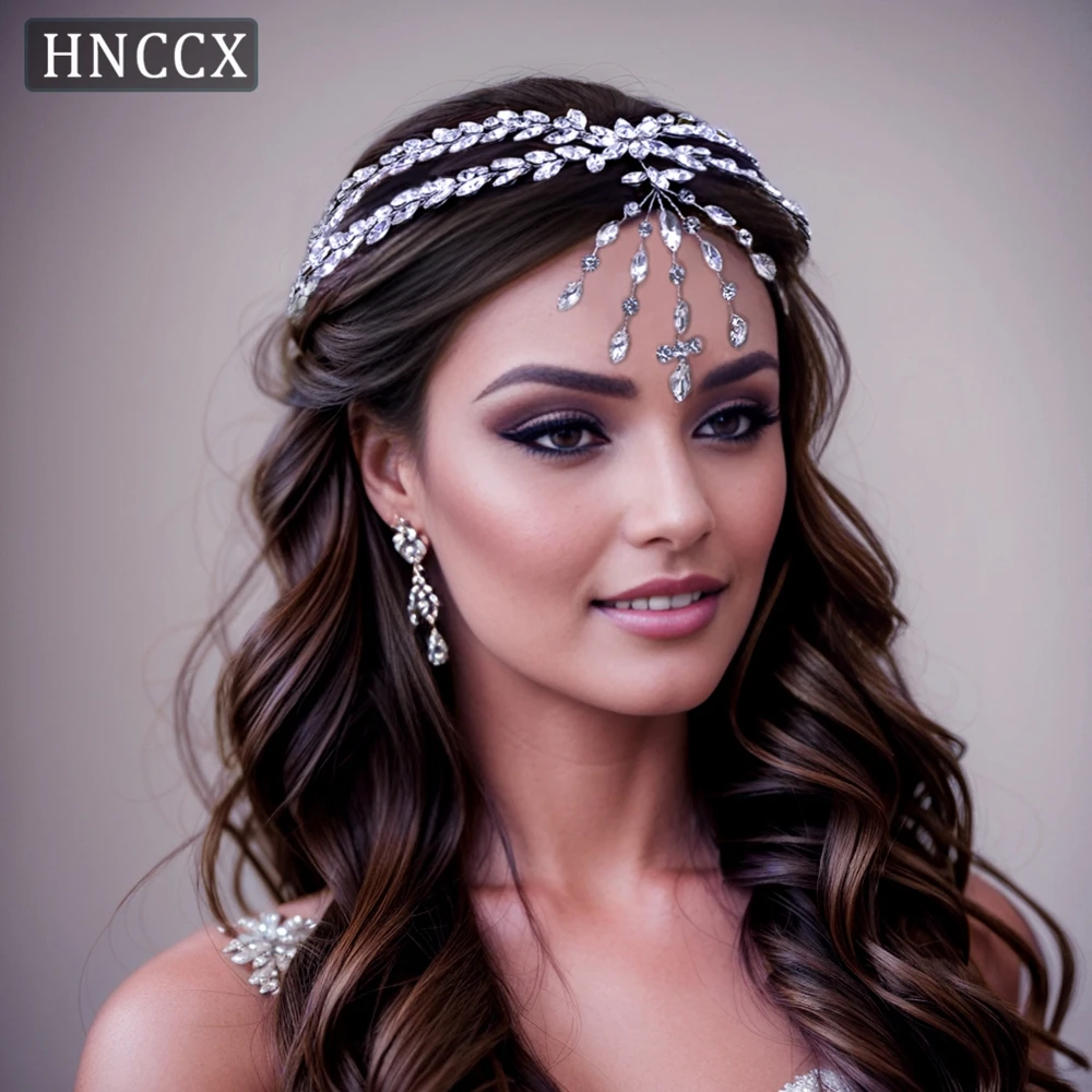 

HNCCX Fashion Women Rhinestone Double Hair Combs Hair Accessories Handmade Bridal Crystal Forehead Hair Accessories CP469