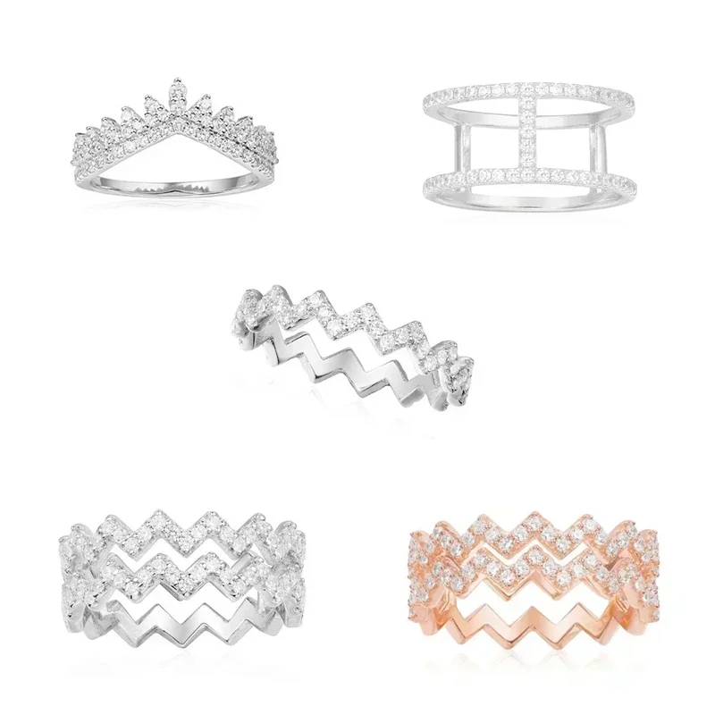LI KI High Quality 925 Wave Ring Multi-color Temperament Versatile Elegant  Jewelry Gifts For Friends