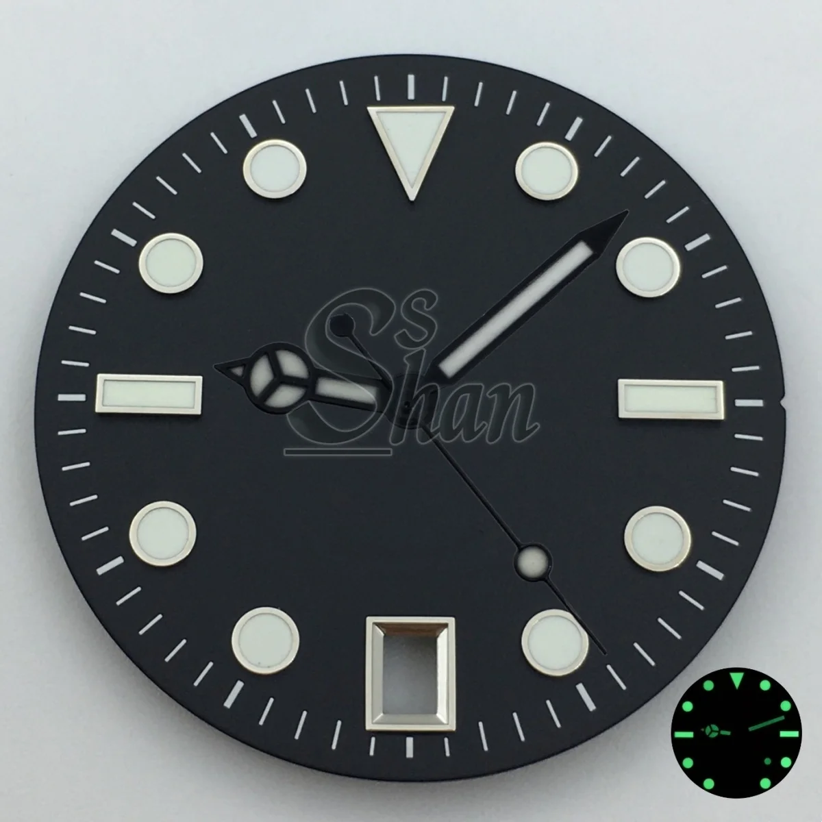 29mm Watch dial Black White Green Blue Green Luminous Fit NH35 Movement 6 o 'clock calendar Watch accessories