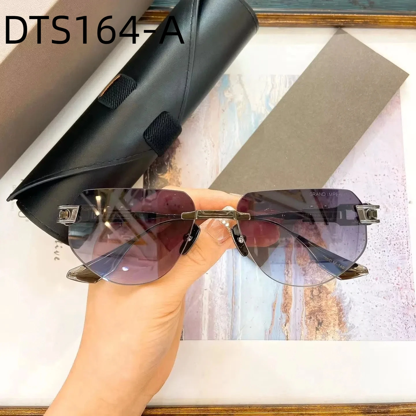 

New DT GRAND IMPERYN DTS164-A Fashion Casual Womens Sunglasses Gradient Driving Anti-Glare Rimless Men's Sun Glasses With Box