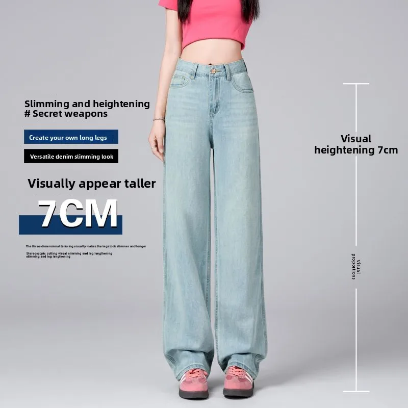 Autumn Women Solid Color Loose Denim Pants Women's High Waist Wide Leg Trousers with Multi Pockets Streetwear High Quality Jeans