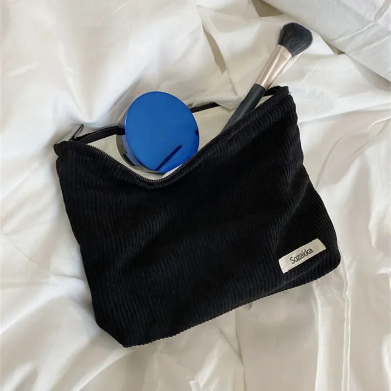 Borsa per cosmetici da donna borsa per il trucco da viaggio per ragazza in velluto a coste borse da toilette piccola borsa per cosmetici con