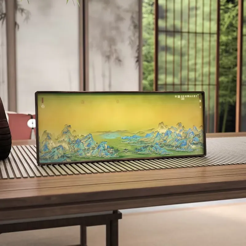 Landscape masterpiece desktop brass solid wood Chinese environmentally friendly art ornament suitable for office home