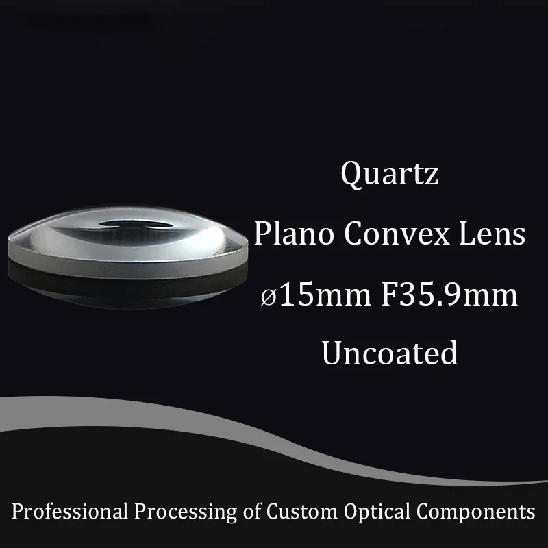 Jgs1 Quartz Plano-convex Single Convex Lens, Diameter 15mm, Focal Length 35.9mm, Transparent