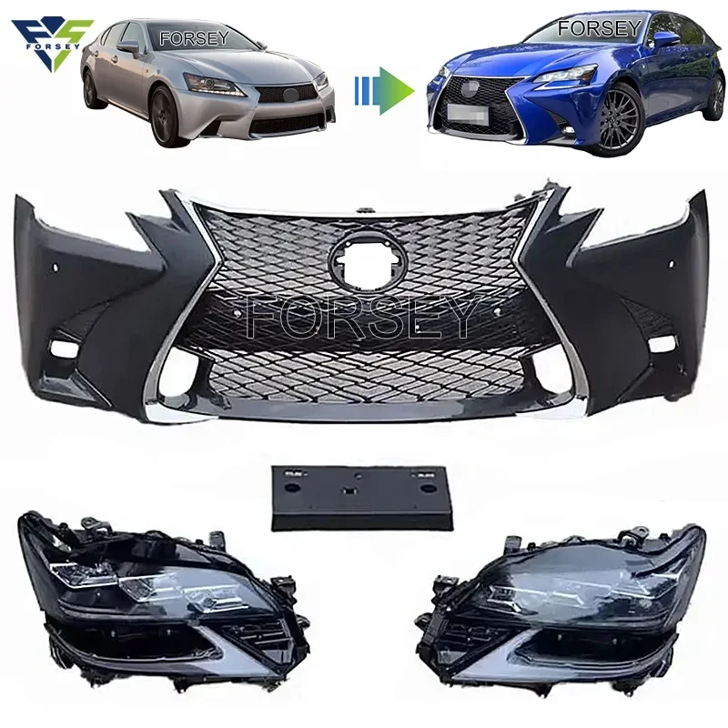 

Gs250 Gs300 Gs350 Gs400 Gs450 2012-2015 To 2018 With 3 Eye Headlight Facelift Bodykit Front Bumper Grille Set