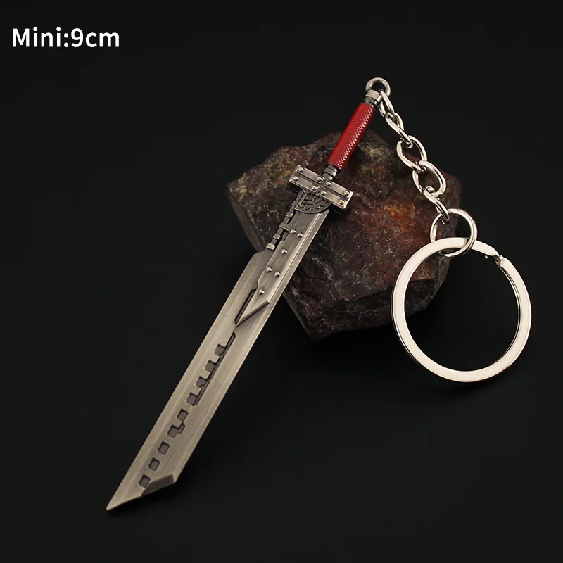 MIni Final Fantasy 7 Cloud Buster Sword Keychain Metal Weapons Remake Sword Alloy Katana Blade Ornament Game Peripherals Boy Toy