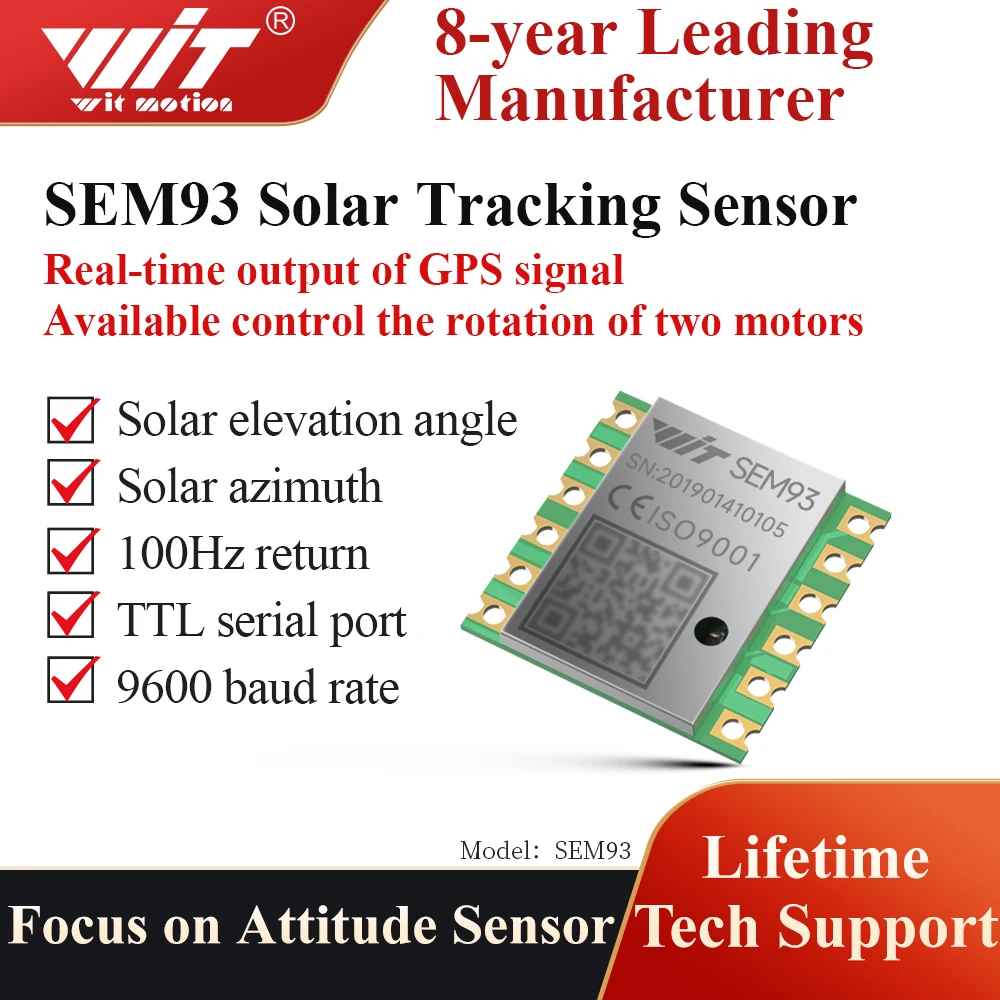 WitMotion Solar tracker WT-SEM93 with GPS, 0.2 deg accuracy solar tracking system for Arduino, TTL serial solar tracking Sensor