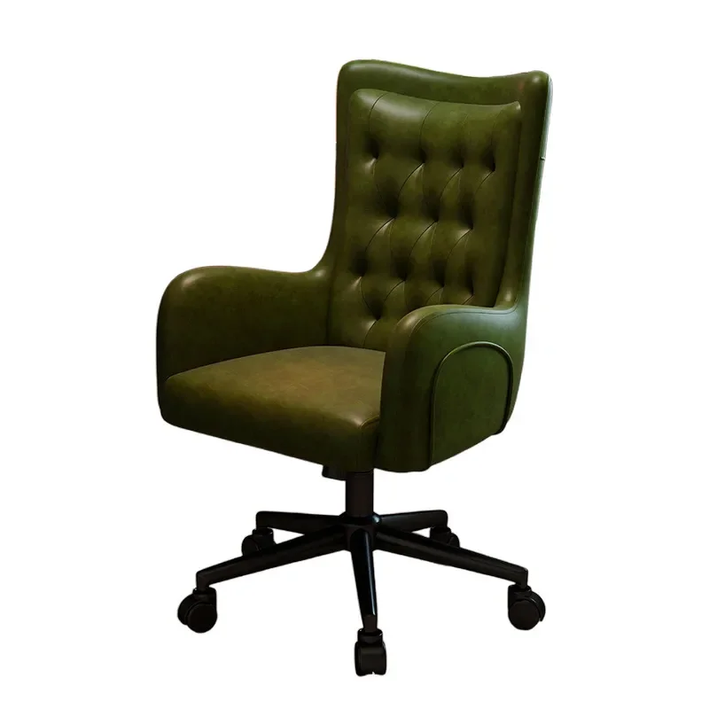 Retro Swivel Desk Chair Light Luxury Artistic Design Ergonomic Back Support for Home Office Study Computer Workstation